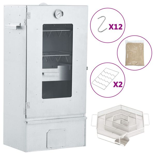 vidaXL Horno ahumador de BBQ con generador humo frío acero galvanizado