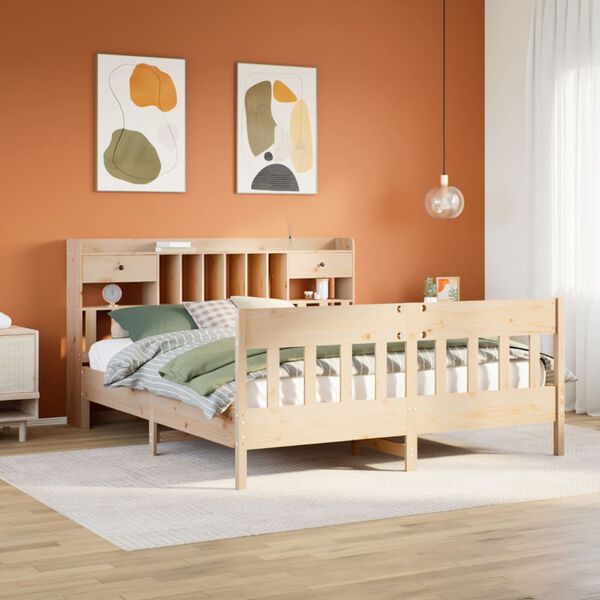 vidaXL Estructura de cama sin colch&oacute;n madera maciza de pino 180x200 cm