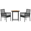 vidaXL Juego Bistro de Jardín 3 pcs Negro Poliratán