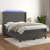 vidaXL Cama box spring colch&oacute;n y LED terciopelo gris oscuro 140x200 cm