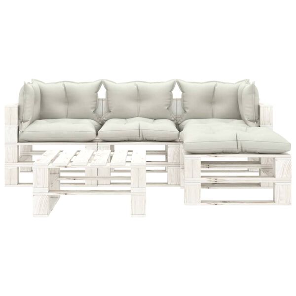 vidaXL Set de muebles de palets de jard&iacute;n 5 pzas madera cojines beige