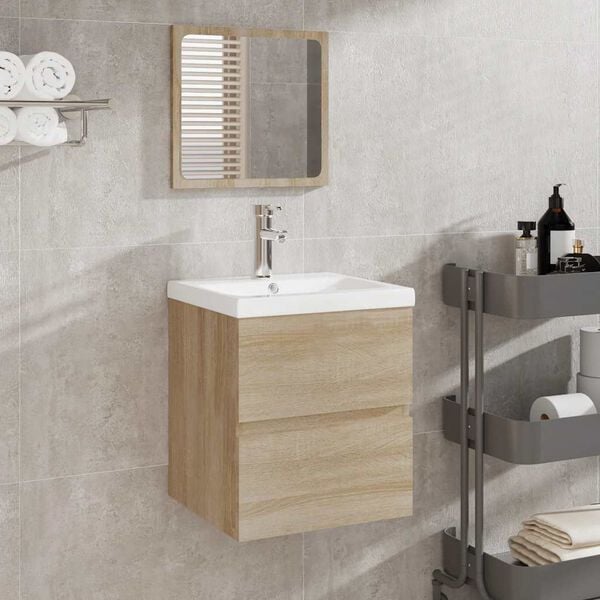 vidaXL Armario de ba&ntilde;o con espejo madera de ingenier&iacute;a roble Sonoma