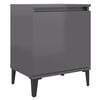 vidaXL Mesita de noche con patas de metal gris brillante 40x30x50 cm
