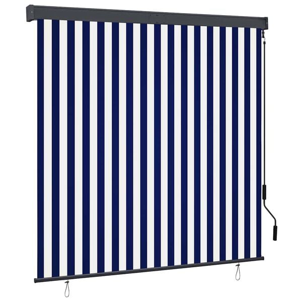 vidaXL Estor enrollable de exterior azul y blanco 160x250 cm