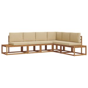 vidaXL Conjunto de sof&aacute;s de exterior con coj&iacute;n 6 Pieza Natural y Beige