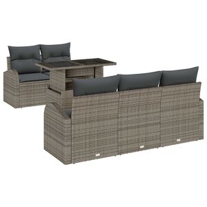 vidaXL Conjunto de sof&aacute; de jard&iacute;n 6 pcs Gris Rattan de Poli&eacute;ster