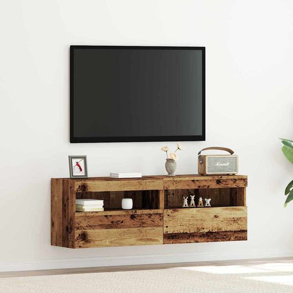 vidaXL Mueble de TV Montado en la Pared 2 pcs Madera vieja