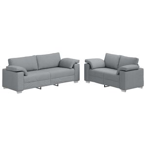 vidaXL Sof&aacute; 2 pcs Gris Claro 219 x 80 x 82 cm tela