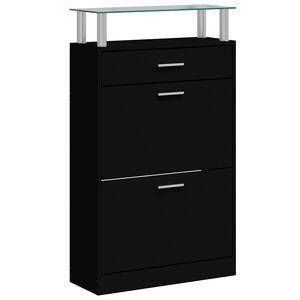 vidaXL Zapatero madera contrachapada negro 63x24x104 cm