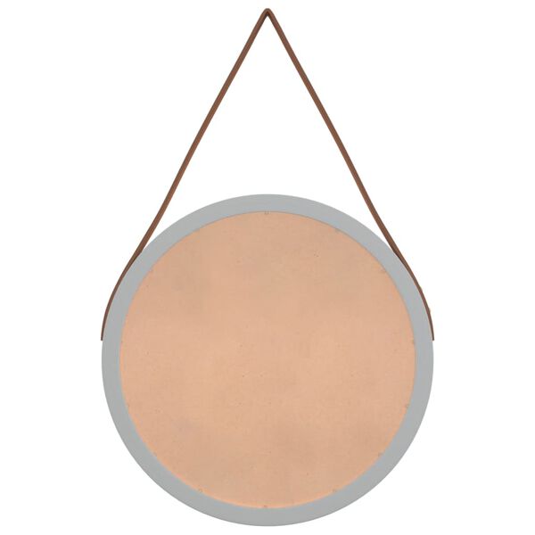 vidaXL Espejo de pared con correa plateado &Oslash;35 cm