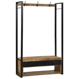 vidaXL Perchero para ropa con caj&oacute;n Marr&oacute;n Madera maciza de Mango
