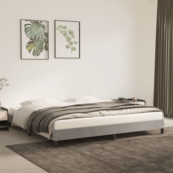 vidaXL Estructura de cama sin colch&oacute;n terciopelo gris claro 200x200 cm