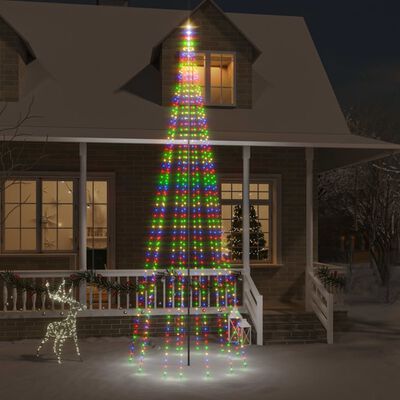 vidaXL Árbol de Navidad en asta de bandera 732 LED de colores 500 cm