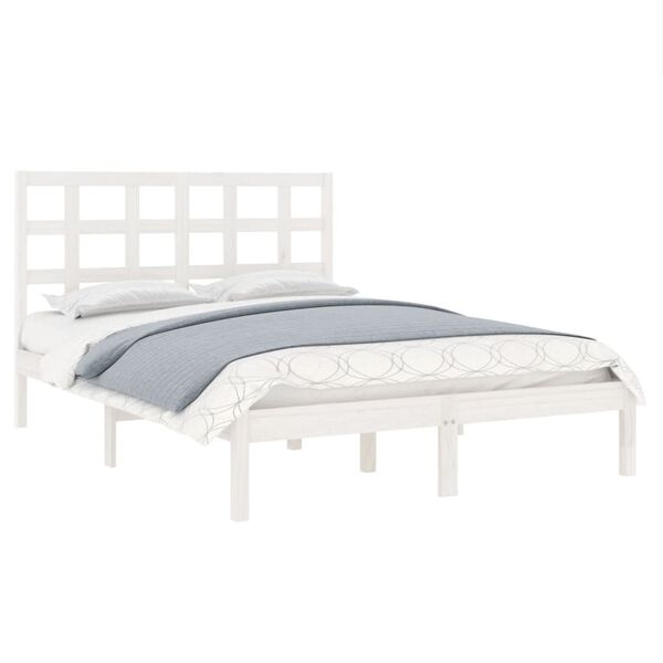 vidaXL Estructura de cama doble peque&ntilde;a madera maciza blanca 120x190cm