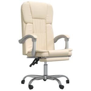 vidaXL Silla de oficina reclinable cuero sint&eacute;tico crema