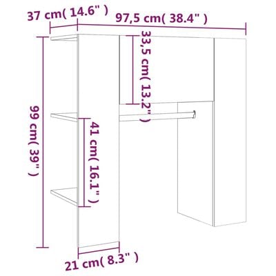 vidaXL Mueble de recibidor madera de ingeniería blanco 97,5x37x99 cm