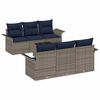 vidaXL Conjunto de sof&aacute; de jard&iacute;n 7 uds. Gris y marino rat&aacute;n sint&eacute;tico