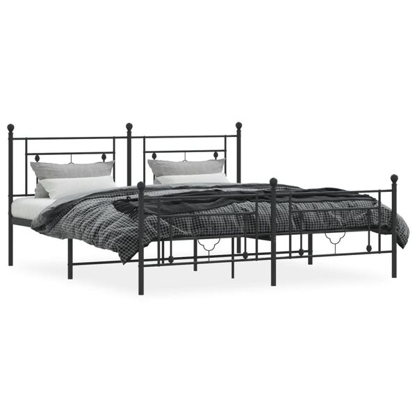 vidaXL Estructura cama sin colch&oacute;n con estribo metal negro 183x213 cm