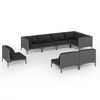 vidaXL Set sof&aacute;s de jard&iacute;n 8 pzas cojines rat&aacute;n sint&eacute;tico gris oscuro