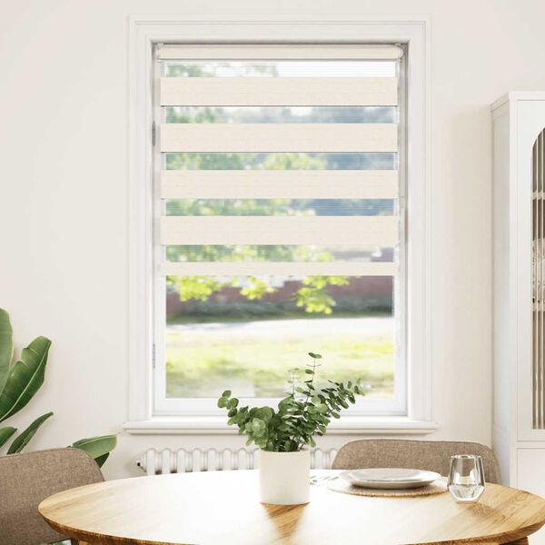 vidaXL Estor cebra beige m&aacute;rmol tejido ancho 65,9 cm poli&eacute;ster