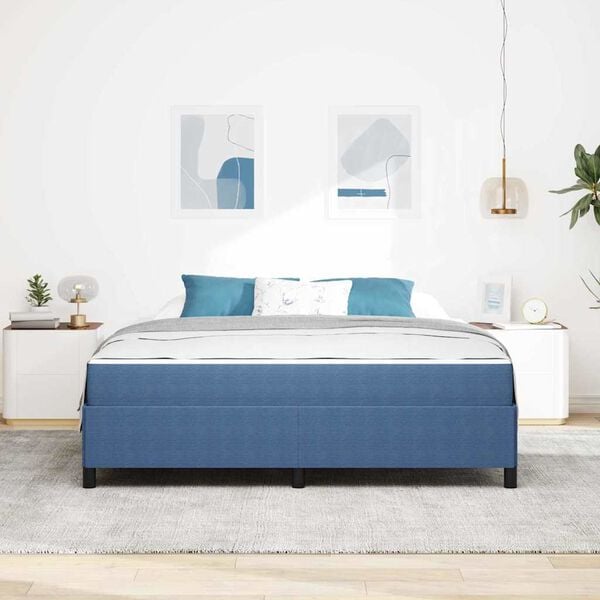 vidaXL Estructura de cama con colch&oacute;n Azul 180 x 200 cm tela