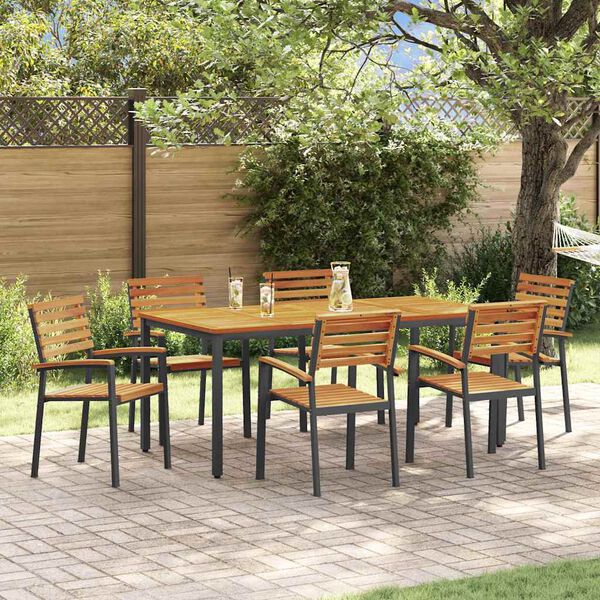 vidaXL Conjunto de Comedor de Jard&iacute;n 7 pcs Negro