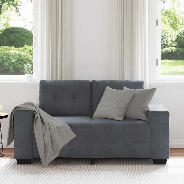 vidaXL Sof&aacute; Loveseat gris oscuro 120 cm terciopelo