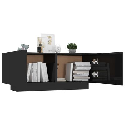 vidaXL Mueble de TV madera contrachapada negro brillante 100x35x40 cm