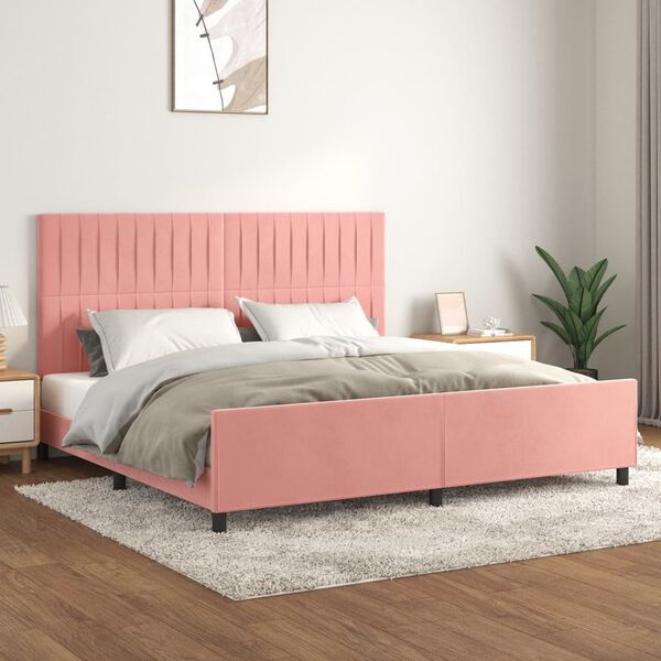 vidaXL Estructura cama sin colch&oacute;n terciopelo rosa 200x200 cm