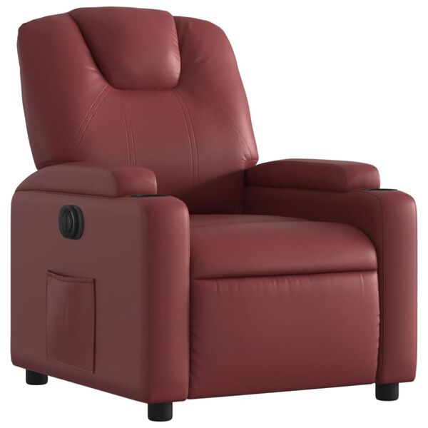 vidaXL Sill&oacute;n reclinable el&eacute;ctrico de cuero sint&eacute;tico rojo tinto