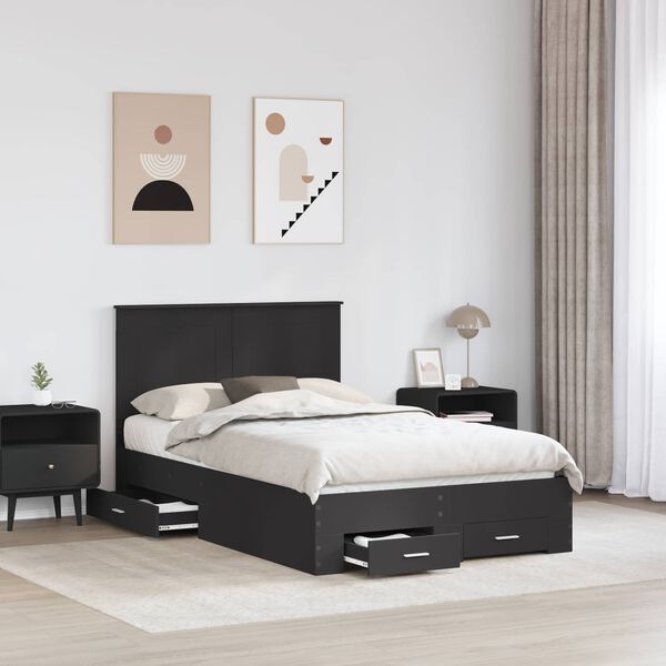 vidaXL Estructura de cama Negro 120 x 190 cm Madera de ingenier&iacute;a