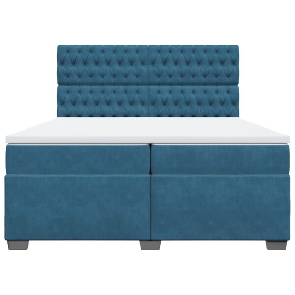 vidaXL Cama box spring con colch&oacute;n terciopelo azul 200x200 cm