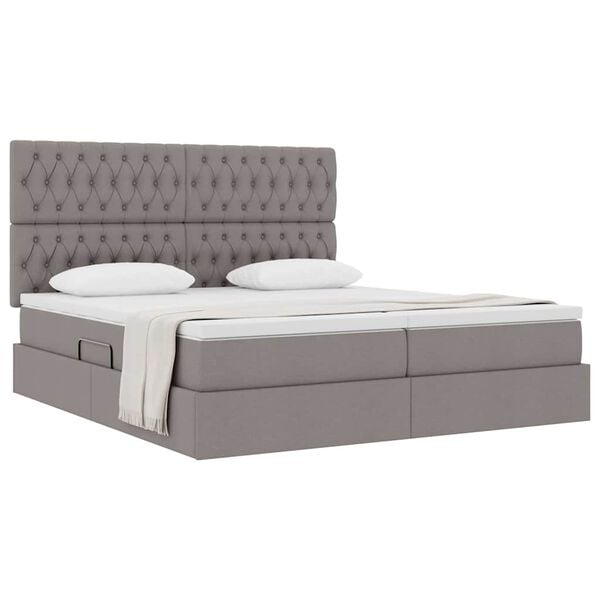 vidaXL Cama con almacenamiento Taup&eacute; 180 x 200 cm Cuero sint&eacute;tico