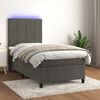 vidaXL Cama box spring colch&oacute;n y LED terciopelo gris oscuro 90x190 cm