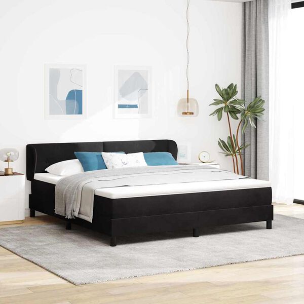 vidaXL Cama tipo Box Spring con colch&oacute;n Negro 180 x 200 cm Terciopelo