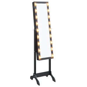vidaXL Espejo de pie con LED negro 34x37x146 cm