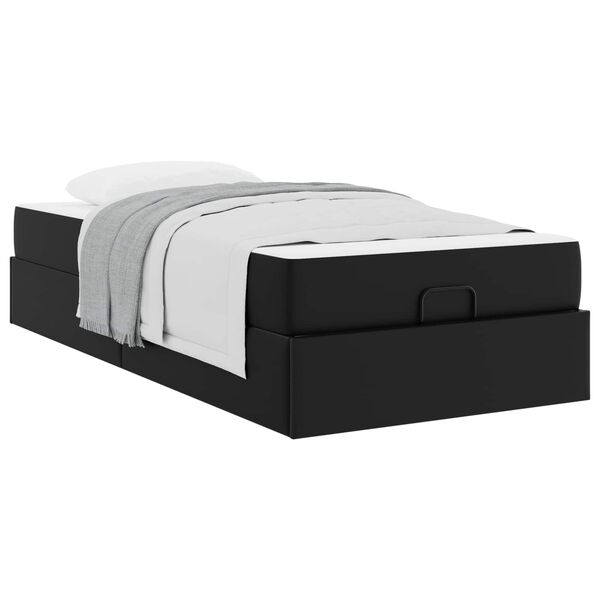 vidaXL Estructura de cama con colch&oacute;n con colch&oacute;n 2 pcs Negro PVC