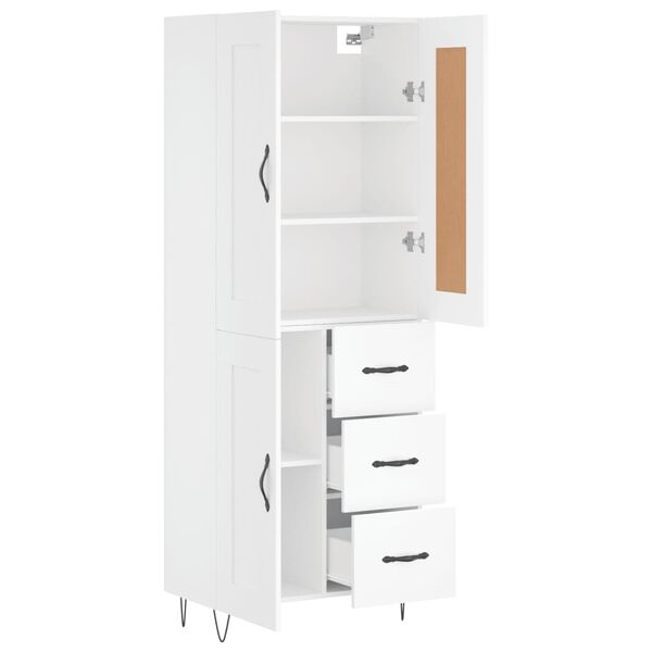 vidaXL Aparador alto madera contrachapada blanco 69,5x34x180 cm