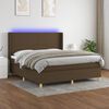 vidaXL Cama box spring colch&oacute;n luces LED tela marr&oacute;n oscuro 160x200cm