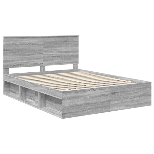 vidaXL Estructura de cama con cabecera Gris Sonoma 150 x 200 cm