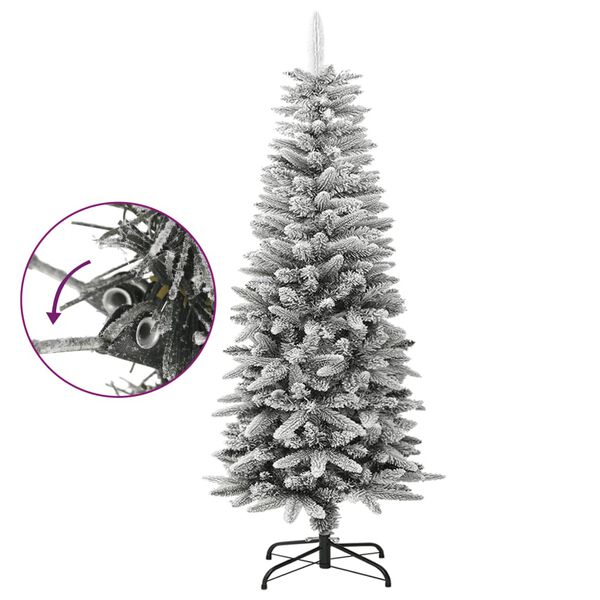 vidaXL Árbol de Navidad artificial estrecho con nieve PVC y PE 120 cm