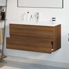 vidaXL Mueble de ba&ntilde;o con lavabo madera contrachapada marr&oacute;n roble