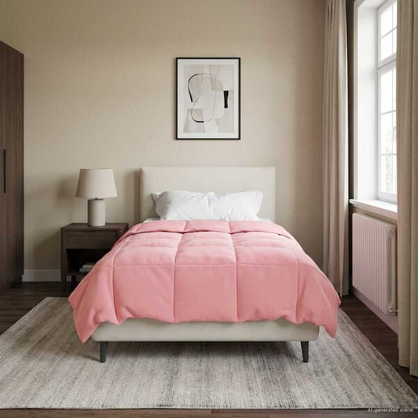 vidaXL Edred&oacute;n de Todo el A&ntilde;o Acolchado Rosa 155 x 200 cm Microfibra