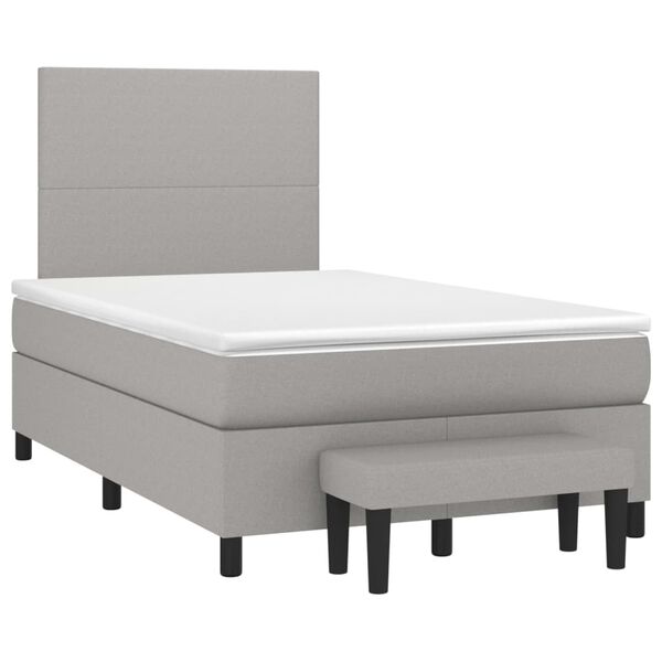 vidaXL Cama box spring con colch&oacute;n tela gris claro 120x200 cm