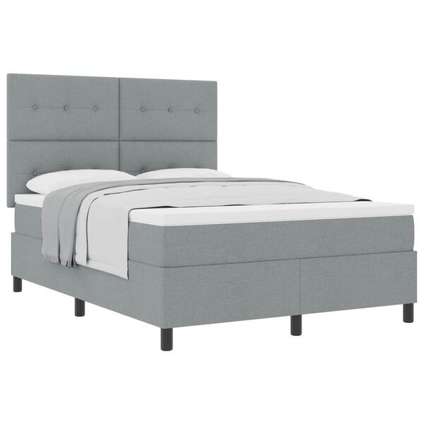 vidaXL Cama tipo Box Spring con colch&oacute;n Gris Claro 160 x 200 cm tela