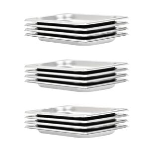 vidaXL Bandejas Gastronorm 12 unidades GN 1/4 20 mm acero inoxidable