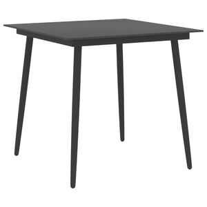vidaXL Mesa de comedor para jardín acero y vidrio negro 80x80x74 cm