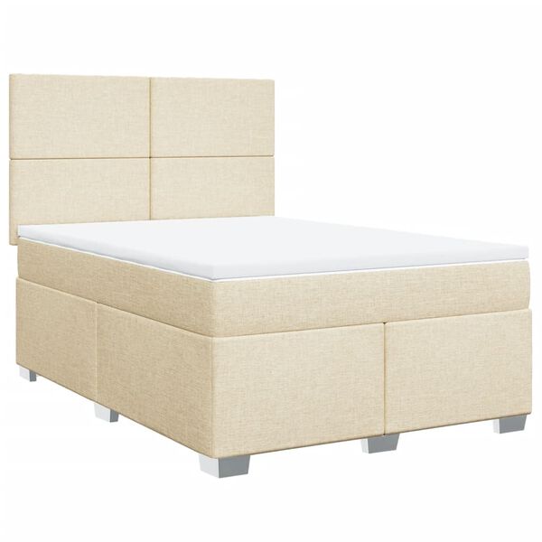 vidaXL Cama box spring con colch&oacute;n tela color crema 140x190 cm