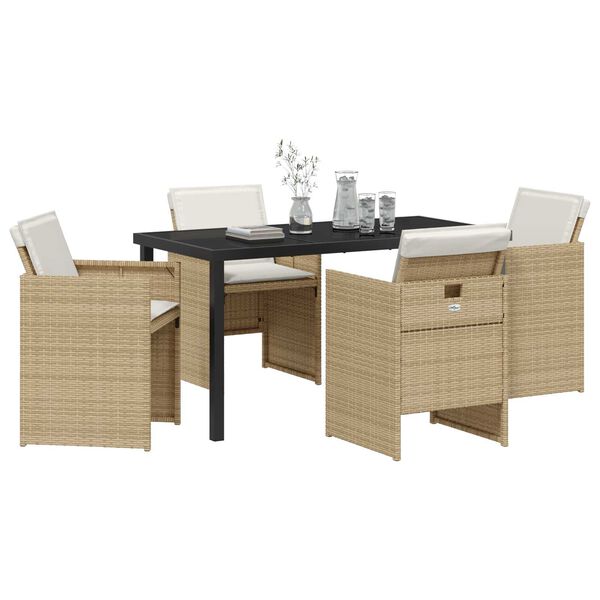 vidaXL Conjunto de Comedor de Jard&iacute;n 5 pcs Beige rat&aacute;n sint&eacute;tico