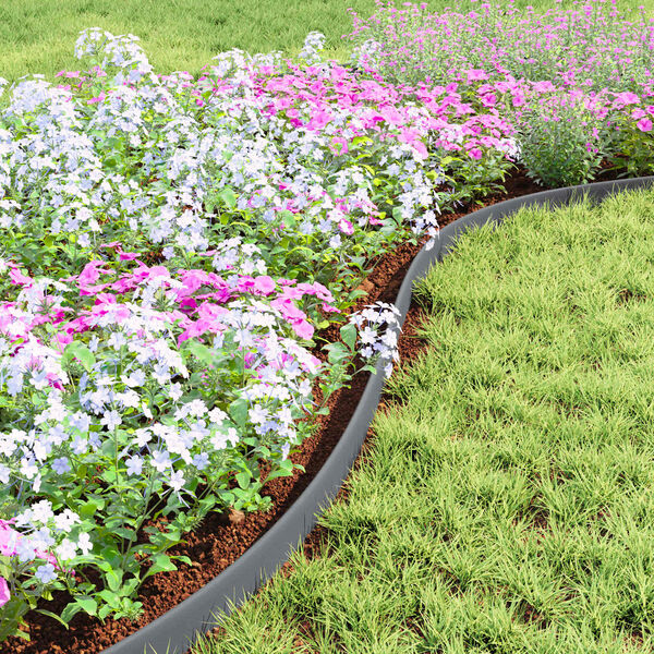 vidaXL Borduras para c&eacute;sped Gris 3000 x 4 x 5 cm Pl&aacute;stico